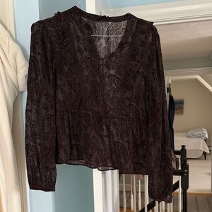 Zara Brown Paisley Blouse